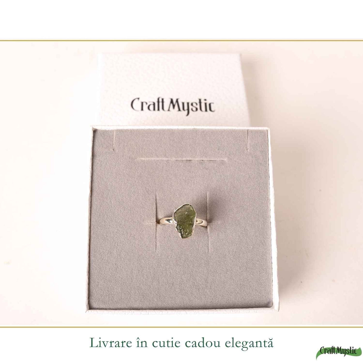 Inel Argint 925 cu Moldavit Natural, M10/61 – Claritate, Intuitie si Conexiune Universala
