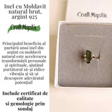 Inel argint 925 cu moldavit natural marime 59-60 EU / 9 US - Talisman cosmic al transformarii