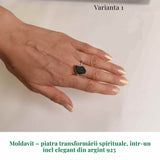 Inel argint 925 cu moldavit natural marime 59-60 EU / 9 US - Talisman cosmic al transformarii
