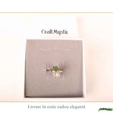 Inel argint 925 cu Moldavit si Herkimer, M7/54 – claritate si transformare profunda