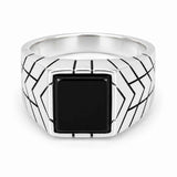 Inel Barbatesc Argint 925 cu Onix Patrat – Protectie si Forta Interioara
