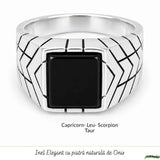 Inel Barbatesc Argint 925 cu Onix Patrat – Protectie si Forta Interioara