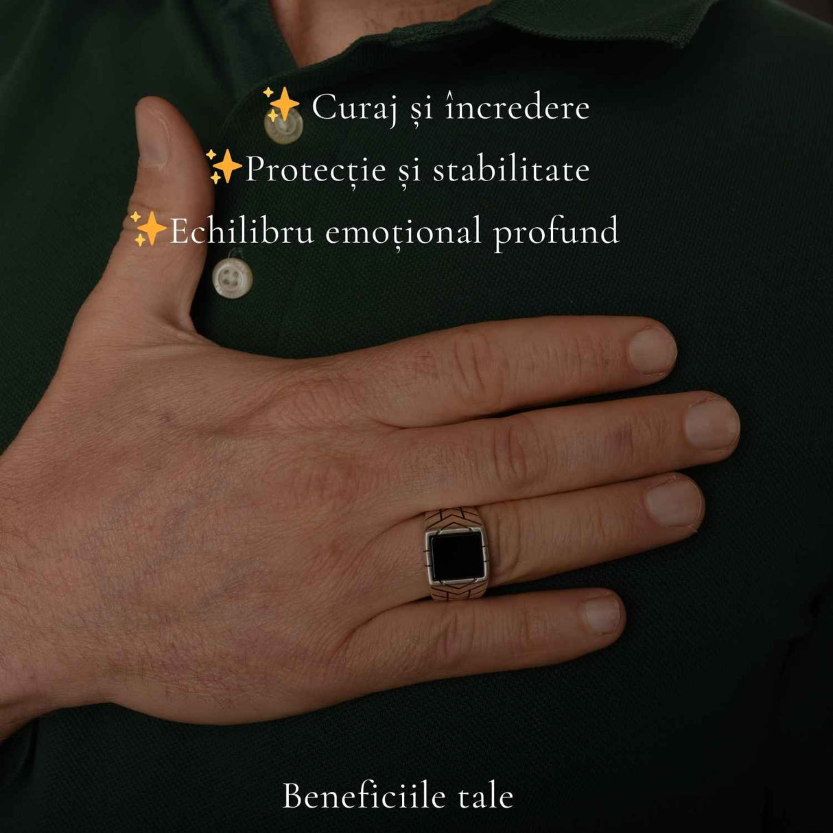 Inel Barbatesc Argint 925 cu Onix Patrat – Protectie si Forta Interioara