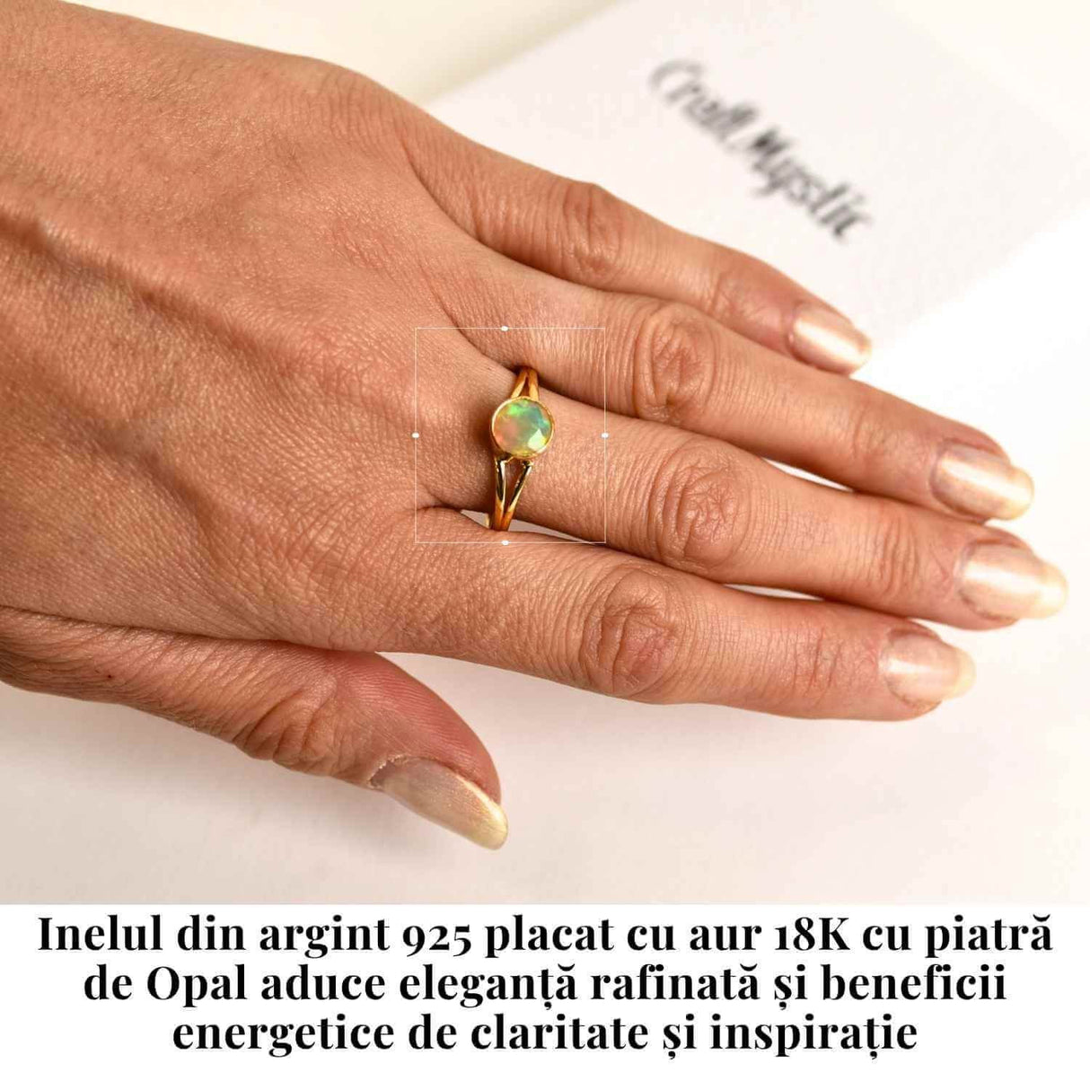 Inel Argint 925 placat cu aur 18K cu Opal Etiopian fatetat - Lumină și Magie Interioară