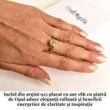 Inel Argint 925 placat cu aur 18K cu Opal Etiopian fatetat - Lumină și Magie Interioară