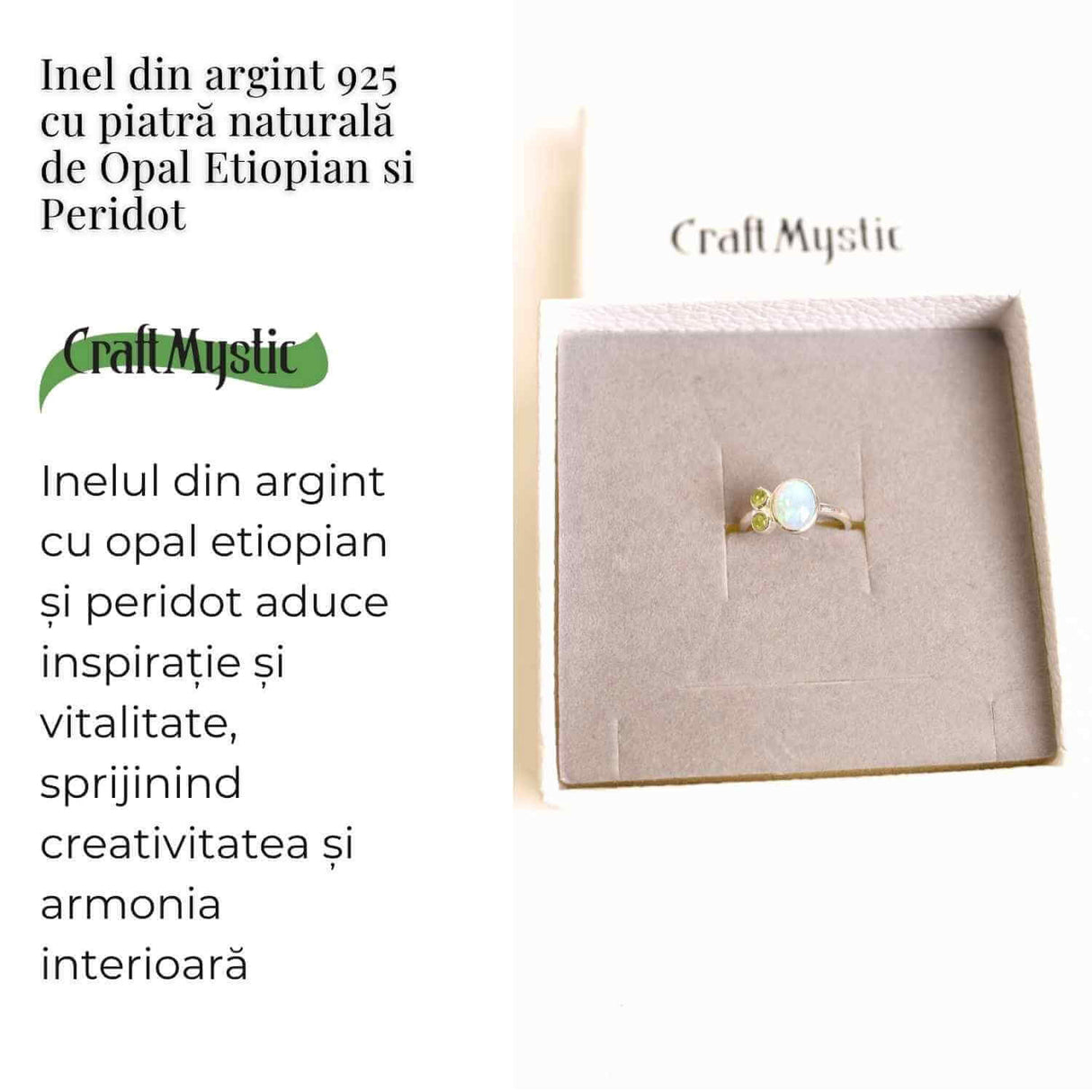 Inel argint 925 cu Opal Etiopian si Peridot - Lumina si Renastere