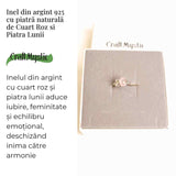 Inel argint 925 cu Cuart Roz si Piatra Lunii - Armonie si Iubire Divina