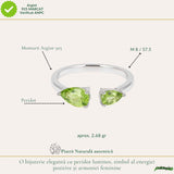 Inel Argint 925 cu Peridot Fatetat Lacrima – Echilibru si Feminitate Naturala