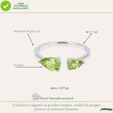 Inel Argint 925 cu Peridot Fatetat Lacrima – Echilibru si Feminitate Naturala