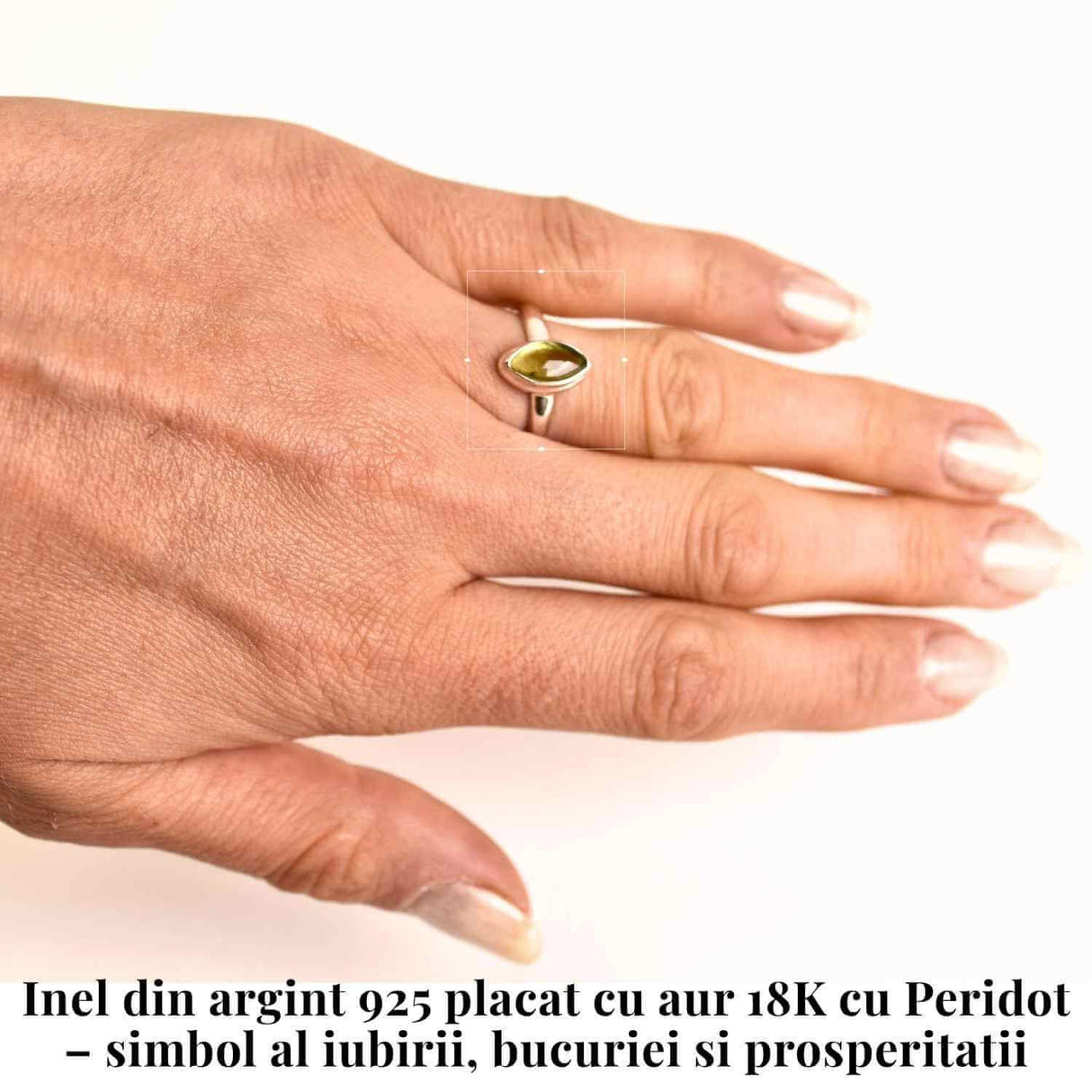 Inel argint 925 cu Peridot natural forma delica- Vitalitate si Prosperitate