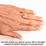 Inel argint 925 cu Peridot natural forma delica- Vitalitate si Prosperitate