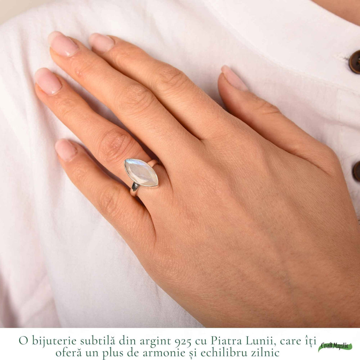 Inel Argint 925 cu Piatra Lunii Delica fatetat – Echilibru și Feminitate
