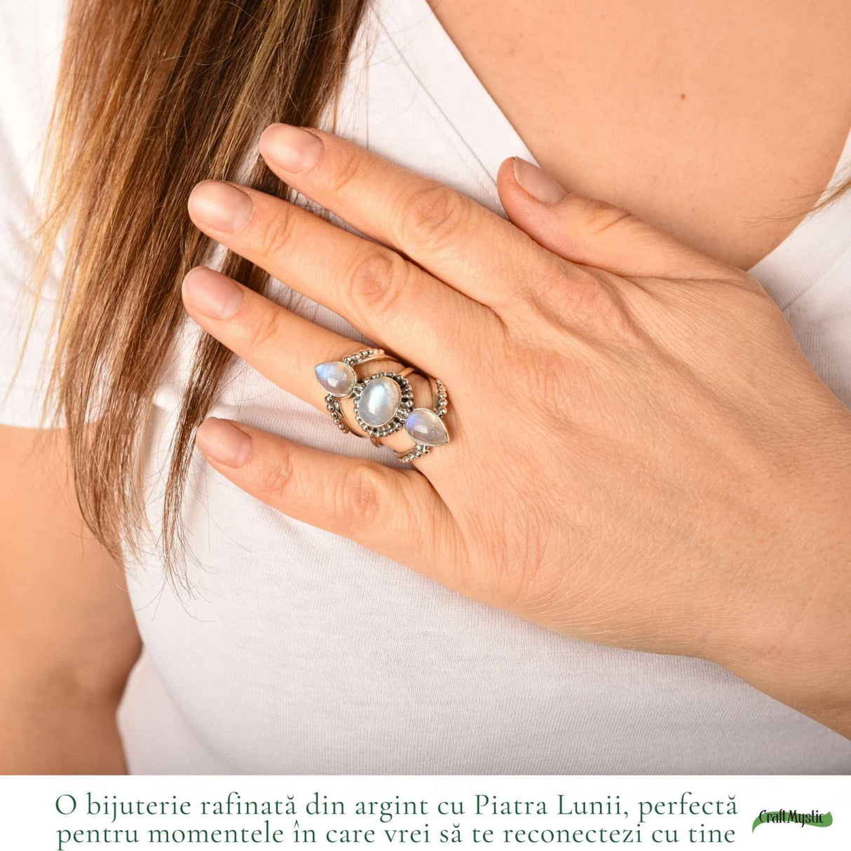 Inel Argint 925 Vintage Triplu cu Piatra Lunii – Intuitie si Eleganta Clasica