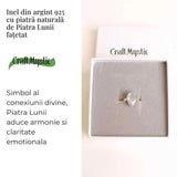 Inel Argint 925 cu Piatra Lunii Fatetata in Forma de Lacrima - Intuitie si Echilibru Emotional