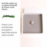 Inel Argint 925 cu Piatra Lunii Fatetata Oval- Lumina Interioara si Echilibru Emotional