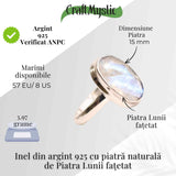Inel Argint 925 cu Piatra Lunii Fatetat Ovala - Intuitie si Echilibru Emotional
