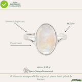 Inel Argint 925 cu Piatra Lunii Ovala – Intuitie, Armonie si Eleganta Naturala