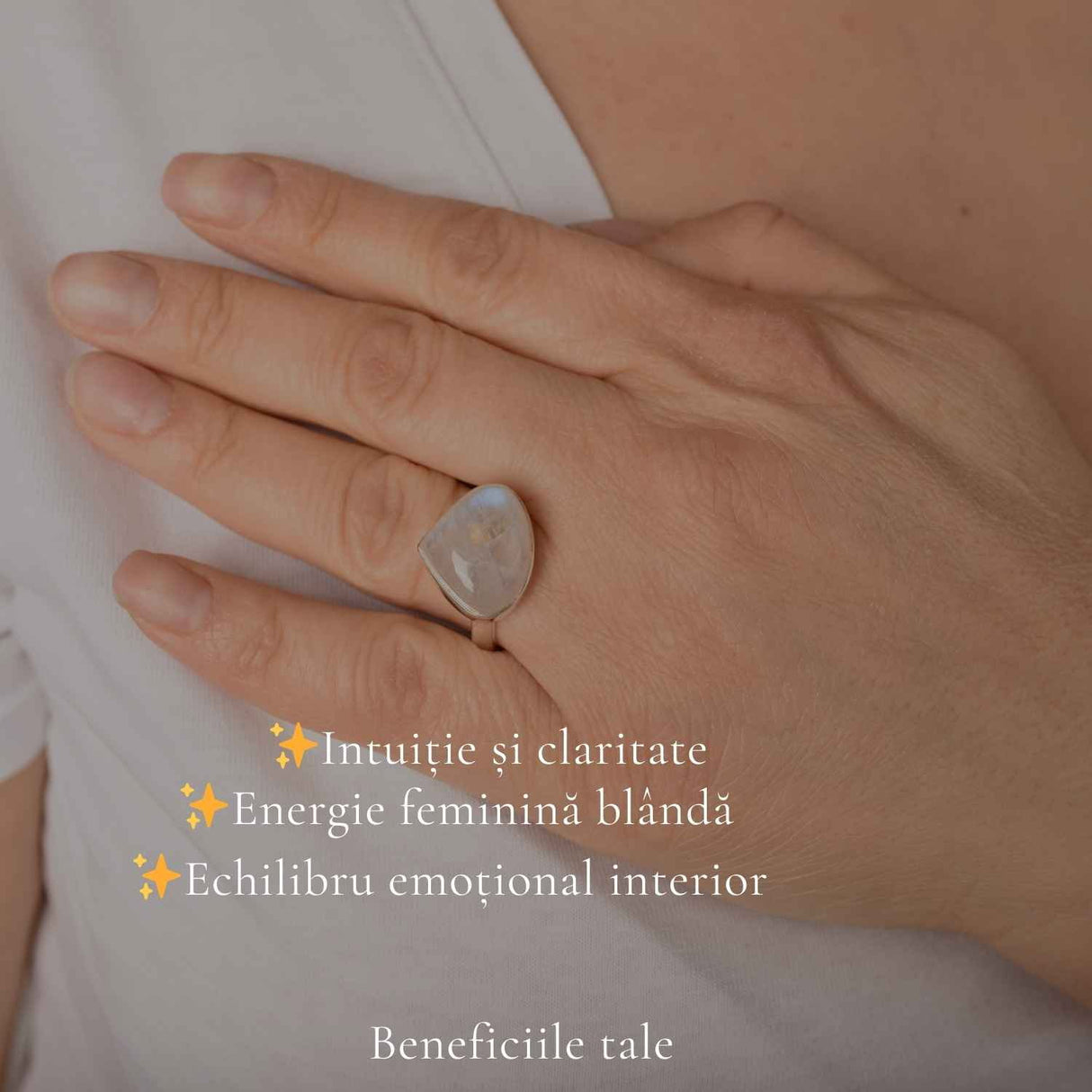Inel Argint 925 cu Piatra Lunii Lacrima – Echilibru si Intuitie Profunda