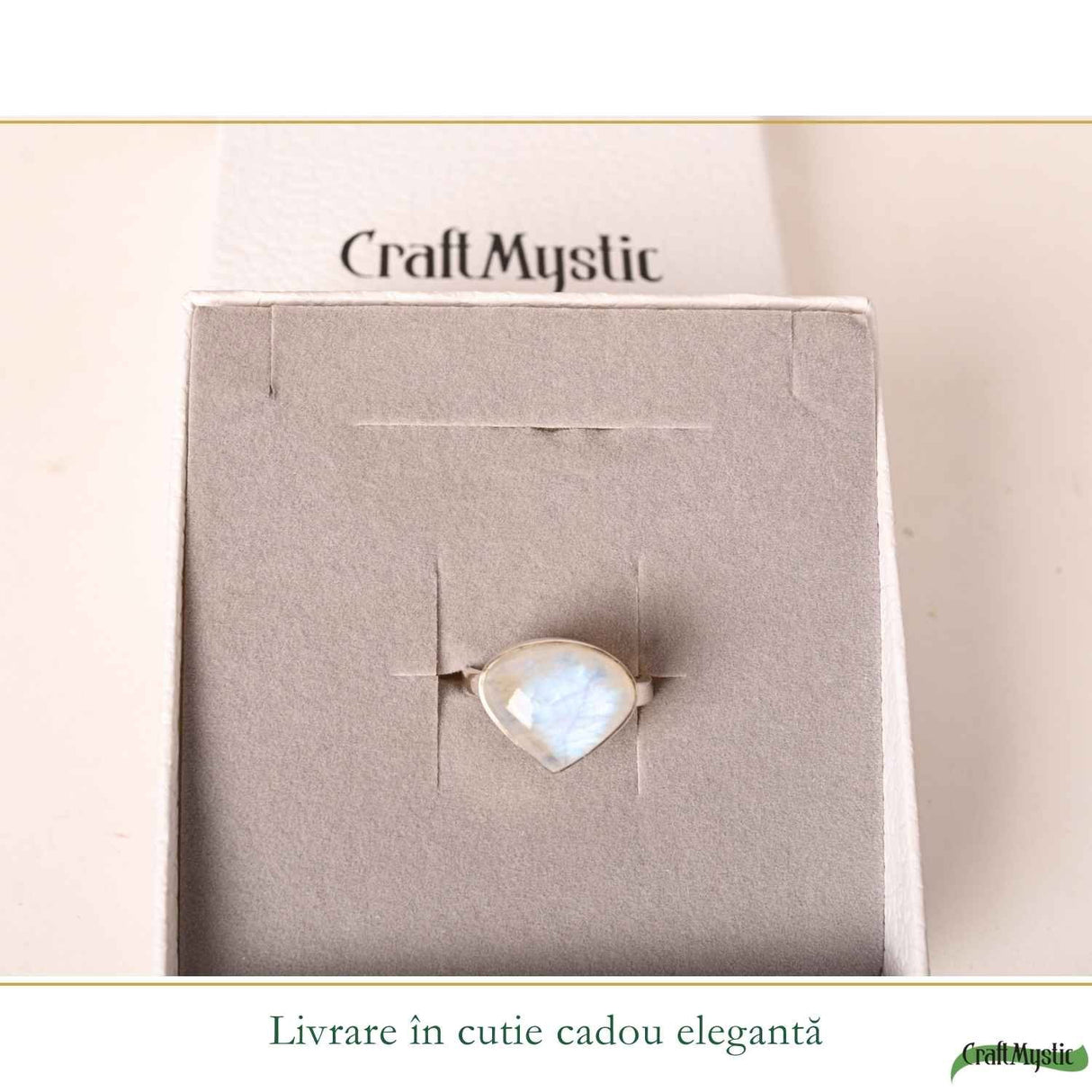 Inel Argint 925 cu Piatra Lunii Lacrima – Echilibru si Intuitie Profunda