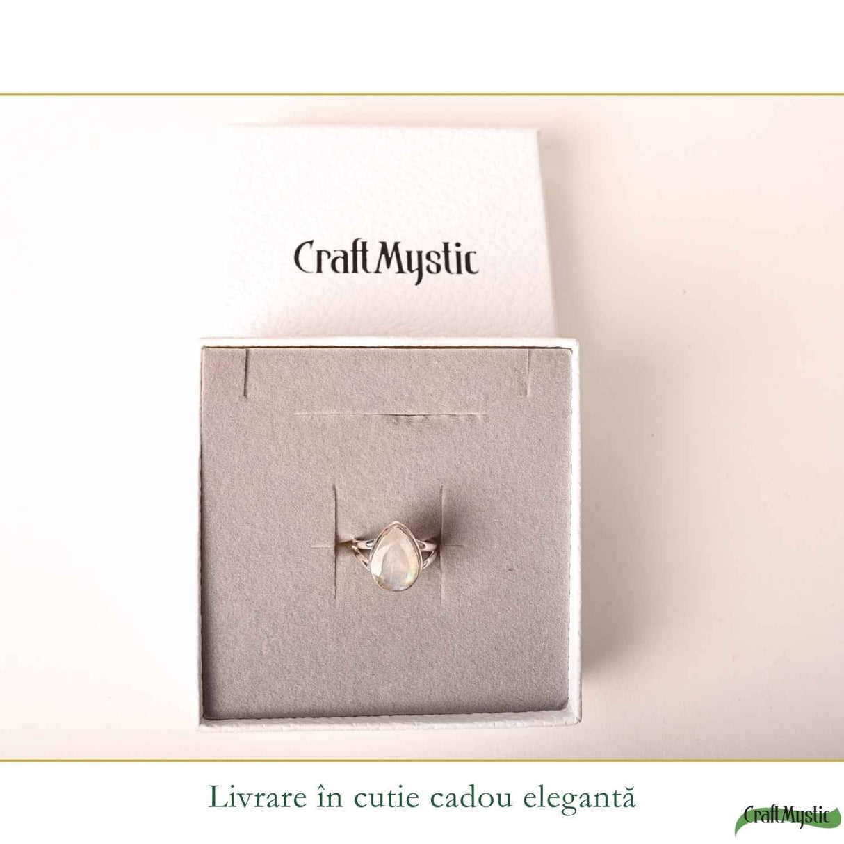 Inel Argint 925 cu Piatra Lunii Fatetata Lacrima – Intuitie si Eleganta Feminina