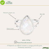 Inel Argint 925 cu Piatra Lunii Fatetata Lacrima – Intuitie si Eleganta Feminina