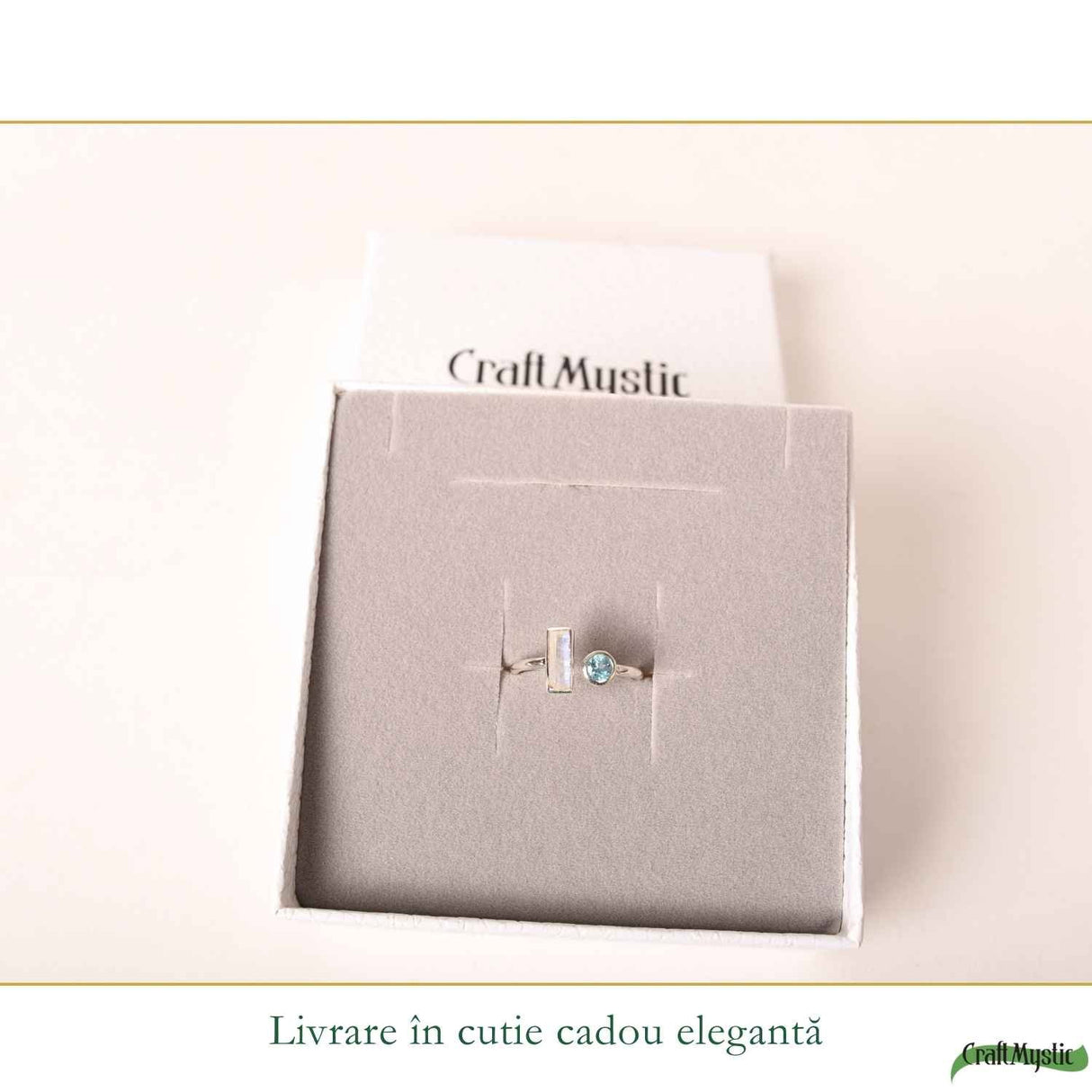 Inel Argint 925 cu Piatra Lunii si Topaz Alb – Echilibru si Claritate Interioara