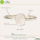 Inel argint 925 piatra lunii oval – intuitie si echilibru emotional