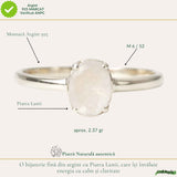 Inel argint 925 piatra lunii oval – intuitie si echilibru emotional