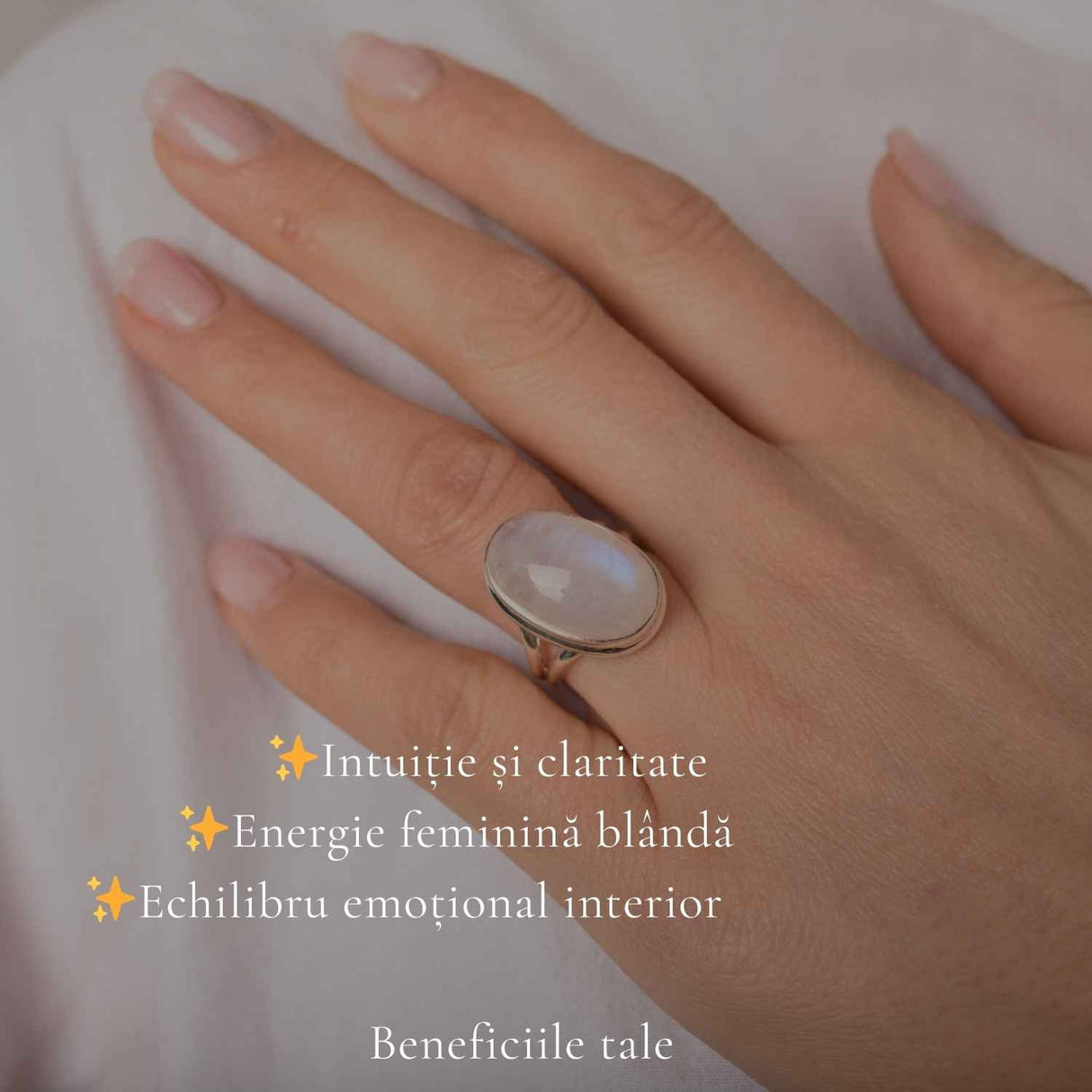Inel Argint 925 cu Piatra Lunii Oval – Intuitie si Echilibru Interior