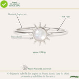 Inel Argint 925 cu Piatra Lunii si Soare – Feminitate si Echilibru Interior