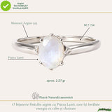 Inel Argint 925 cu Piatra Lunii Oval Fatetat – Feminitate si Echilibru Interior