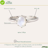 Inel Argint 925 cu Piatra Lunii Oval Fatetat – Feminitate si Echilibru Interior