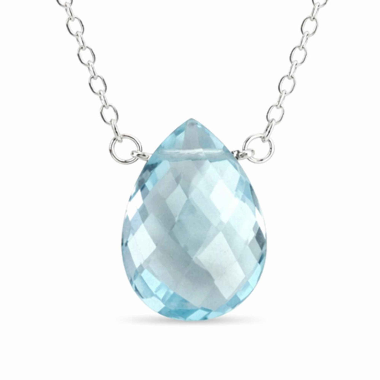 Colier argint 925 cu topaz albastru lacrima – calm si claritate interioara
