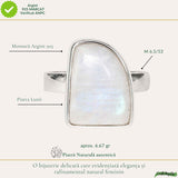 Inel Argint 925 cu Piatra Lunii Neuniforma – Intuitie si Eleganta Naturala