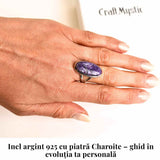 Inel argint 925 cu Charoite oval - Transformare si Vindecare Interioara