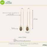 Cercei argint 925 aur 18K cu Pirita bruta – protectie si energie de prosperitate