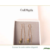 Cercei argint 925 aur 18K cu Pirita bruta – protectie si energie de prosperitate
