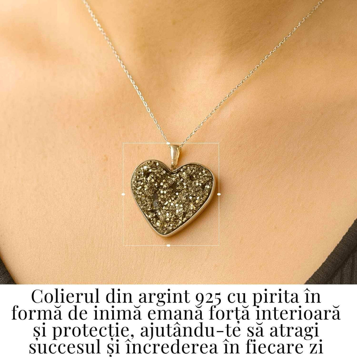 Putere si Incredere Zilnica - Colier Inima cu Pirita si Argint 925