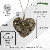 Putere si Incredere Zilnica - Colier Inima cu Pirita si Argint 925
