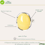 Inel Argint 925 Oval cu Chihlimbar Galben Natural - Energie Solara si Eleganta