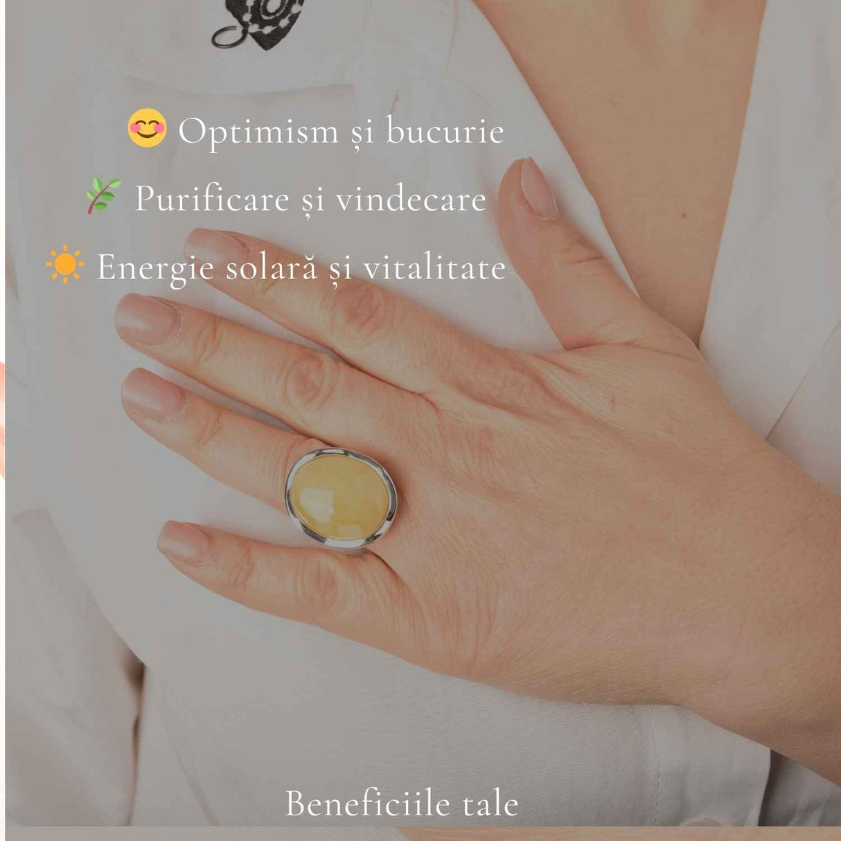 Inel Argint 925 cu Chihlimbar Galben Natural Oval - Lumina Calda si Eleganta Naturala
