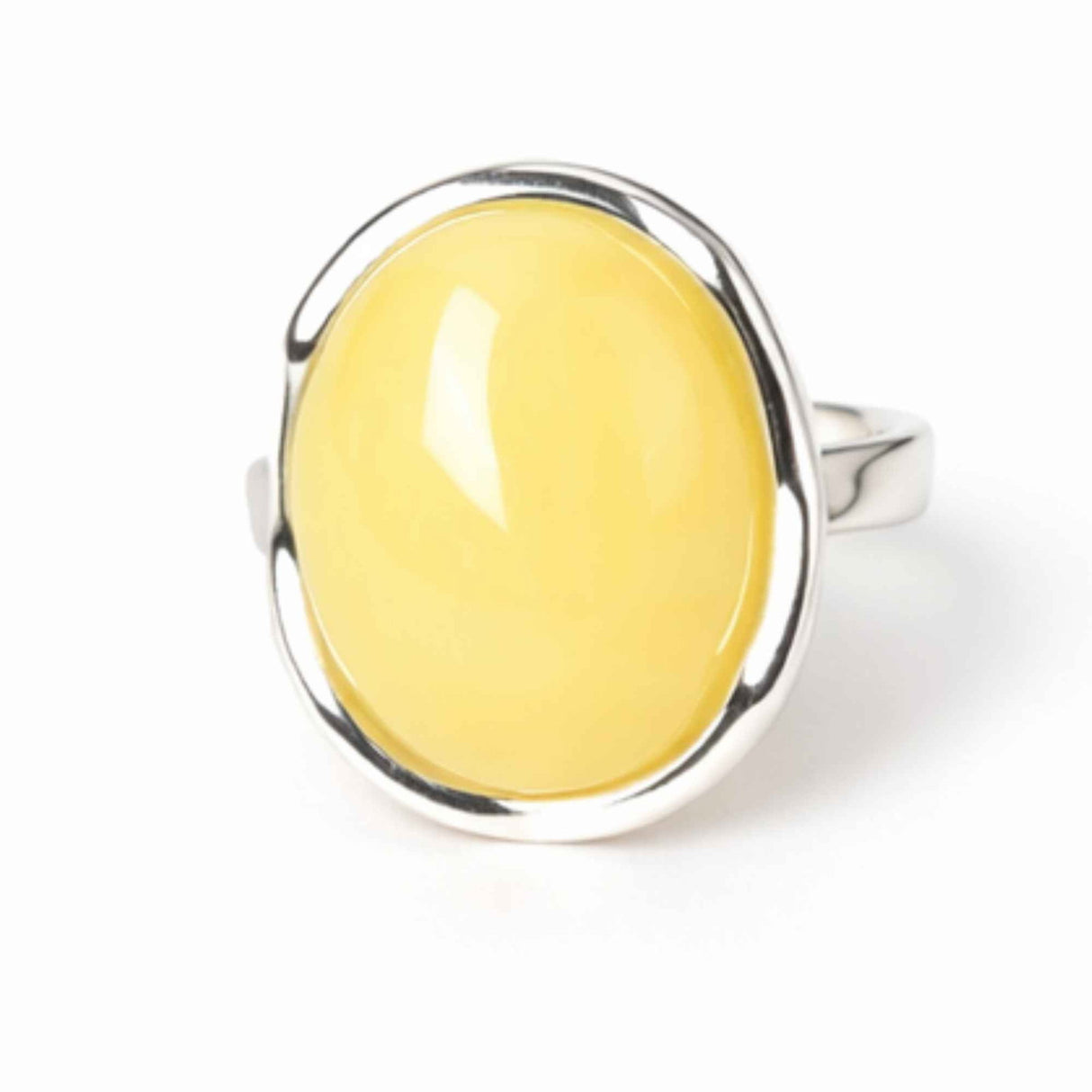 Inel Argint 925 Oval cu Chihlimbar Galben Natural - Energie Solara si Eleganta