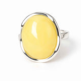 Inel Argint 925 Oval cu Chihlimbar Galben Natural - Energie Solara si Eleganta