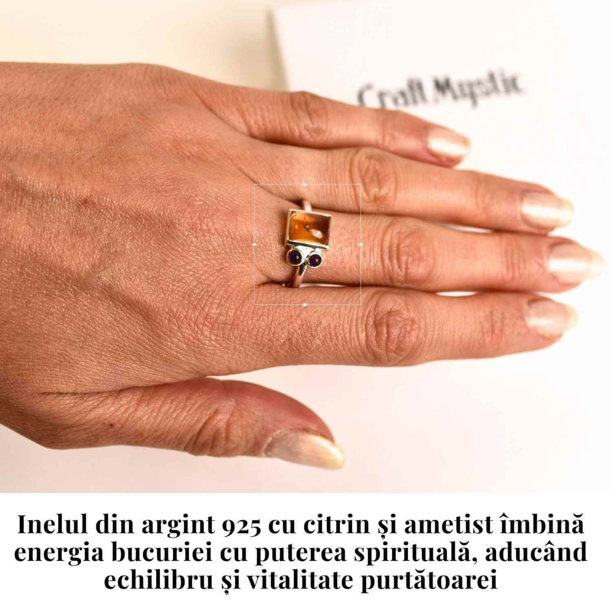 Inel argint 925 cu Citrin si Ametist - Echilibru si Claritate Interioara