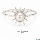 Inel Argint 925 cu Perla si Soare – Feminitate Luminoasa si Energie Pozitiva