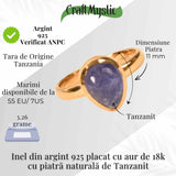 Inel Argint 925 cu Tanzanit in Forma de Lacrima Marime 55 (EU) / 7 (US)- Transformare si Claritate Spirituala