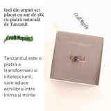 Inel Argint 925 cu Tanzanit in Forma de Lacrima Marime 55 (EU) / 7 (US)- Transformare si Claritate Spirituala