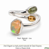 Inel Argint 925 cu Opal, Citrin si Kianit Verde – Prosperitate si Echilibru