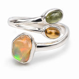 Inel Argint 925 cu Opal, Citrin si Kianit Verde – Prosperitate si Echilibru