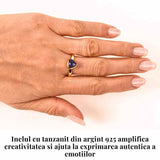Inel Argint 925 cu Tanzanit Triunghiular Marime 62 (EU) / 10 (US) - Protectie si Evolutie Spirituala